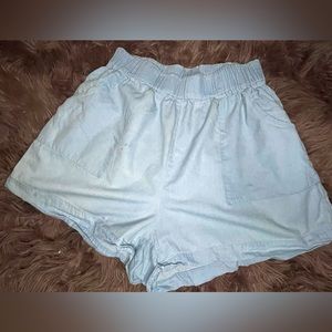 Barely warn denim Shorts. Not a tight fight but also very comfortable.